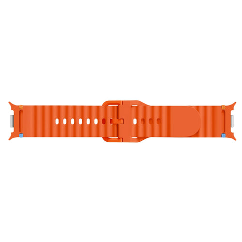Wave Silicone Strap, orange, laid flat, joined, direct top view