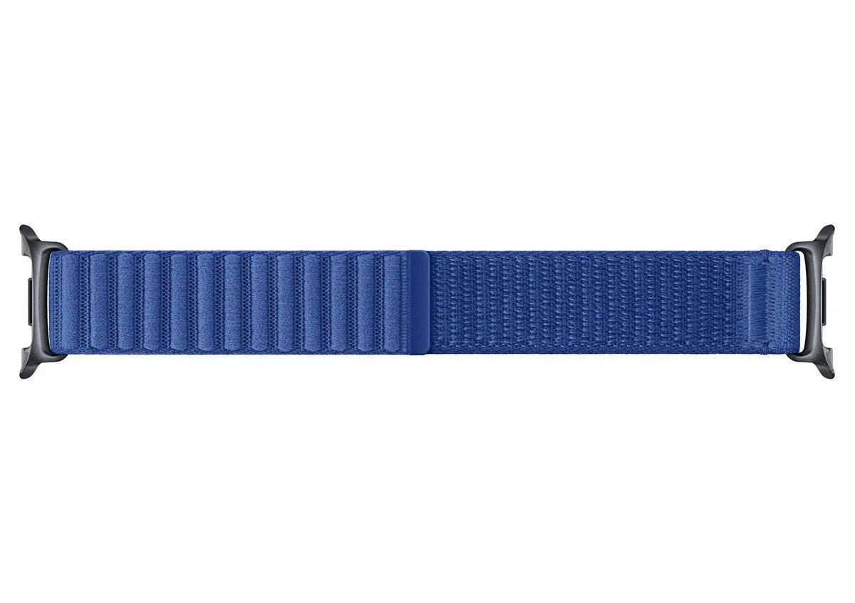 Nylon Fabric Strap, navy blue, laid flat, joined, direct top view