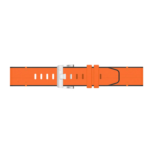 Leather Hybrid Strap, orange, laid flat, joined, direct top view