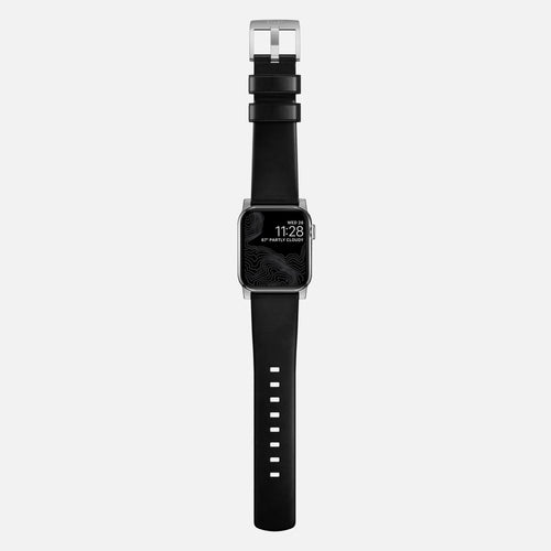 Nomad Bracelet cuir moderna Apple Watch (noir/argenté)