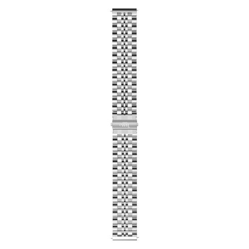 Steel Strap, silver, laid flat, joined, direct top view