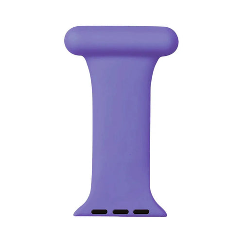 Silicone Nurse Fob, purple, laid flat, joined, direct top view