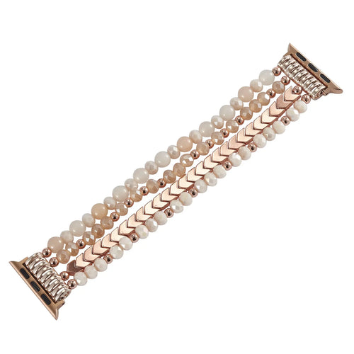 Bracelet perlée Apple Watch (or rose)
