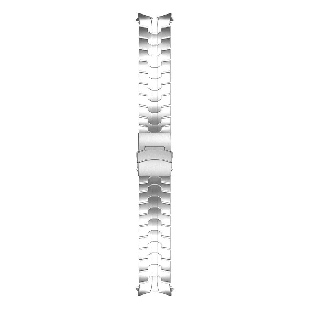 Steel Iron Strap, silver, laid flat, joined, direct top view