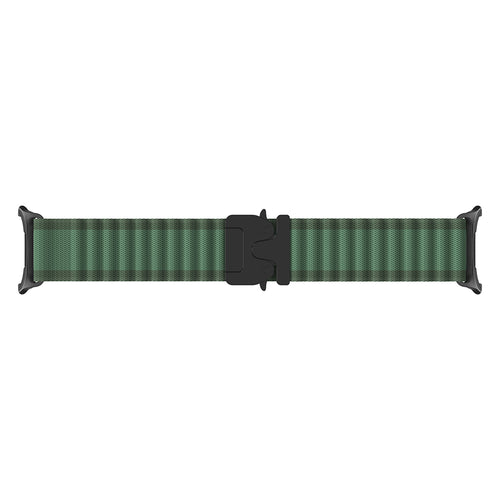 Samsung Galaxy Watch 9 - 40mm Outdoor Nylon Strap with P-Buckle (Green with Black)