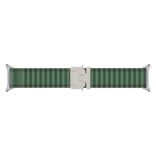 Samsung Galaxy Watch 9 - 40mm Outdoor Nylon Strap with P-Buckle (Green with Silver)