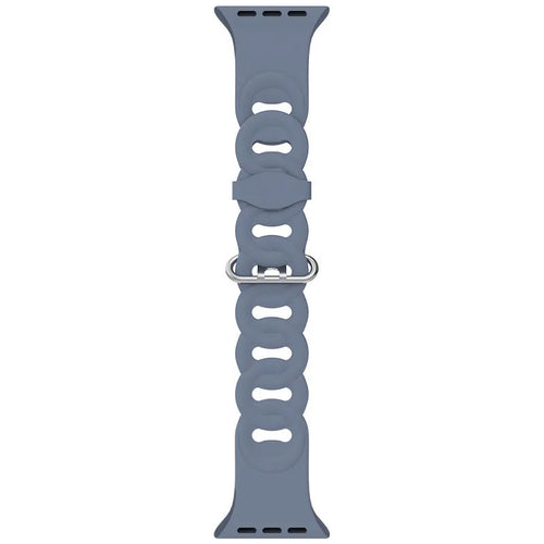 Silicone Chain Strap, grey-blue, laid flat, joined, direct top view