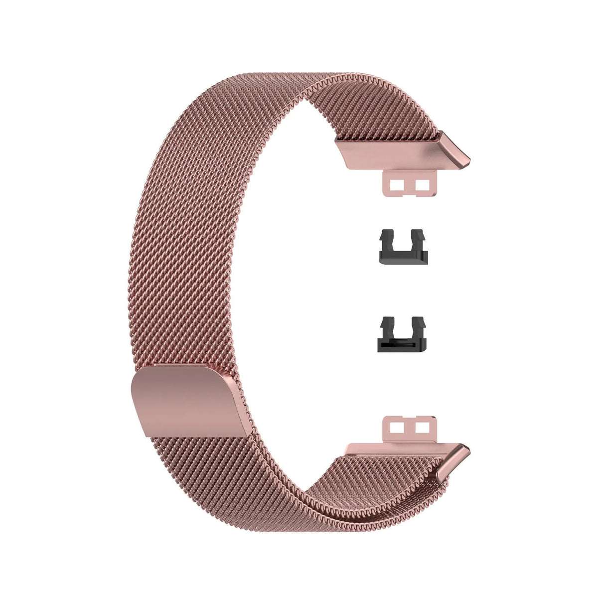 Milanese Strap, pink, laid flat, joined, direct top view