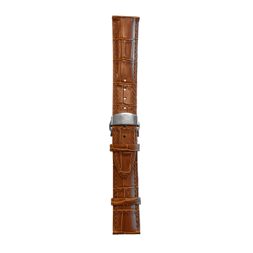 Premium Leather Strap, brown, laid flat, joined, direct top view