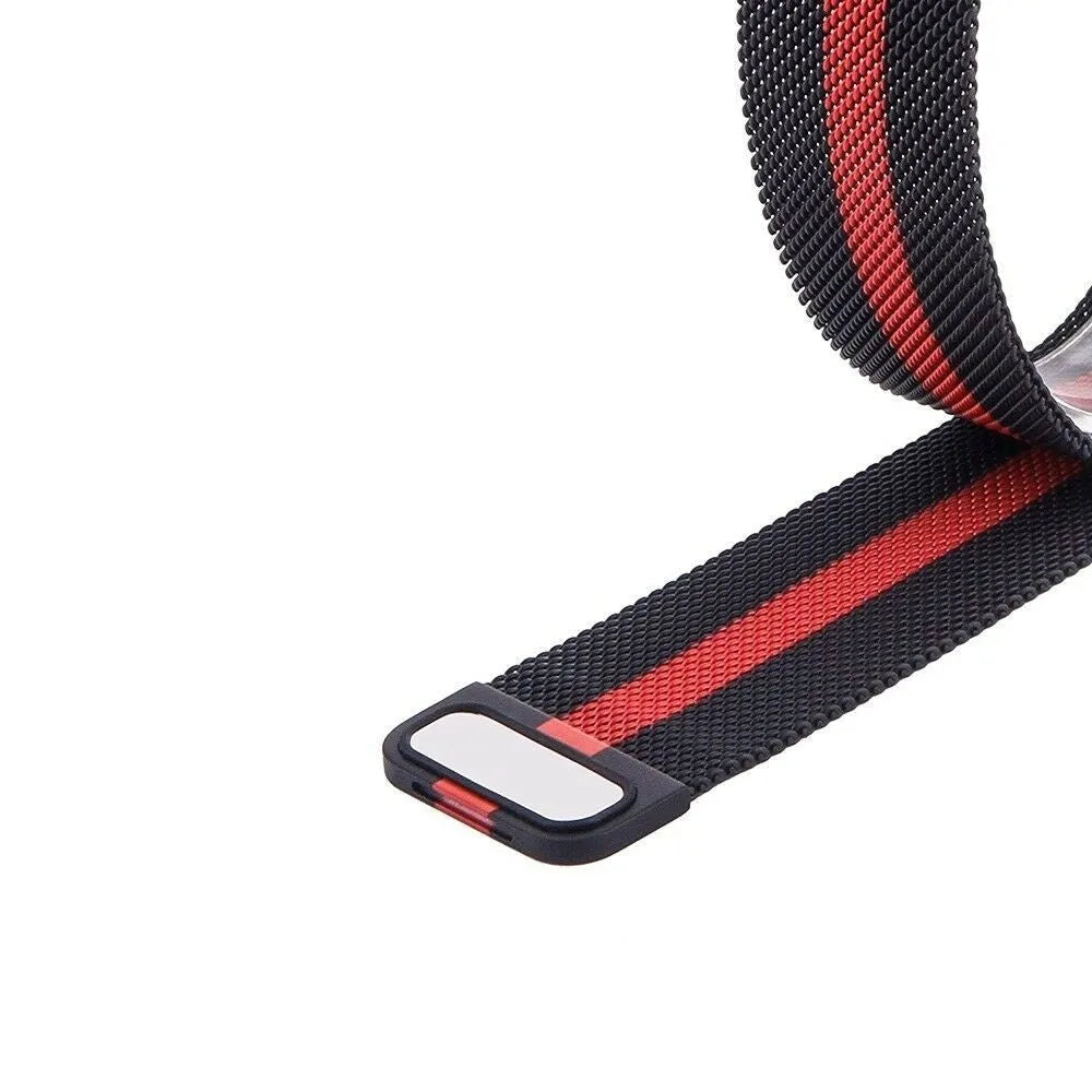 Milanese Strap, black/red, laid flat, joined, direct top view