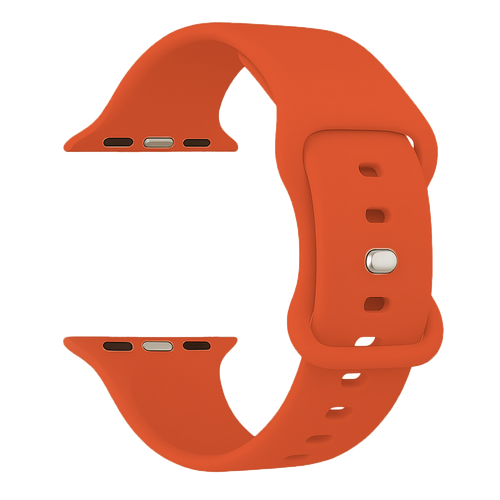 Silicone Strap 'Classic', orange, laid flat, joined, direct top view