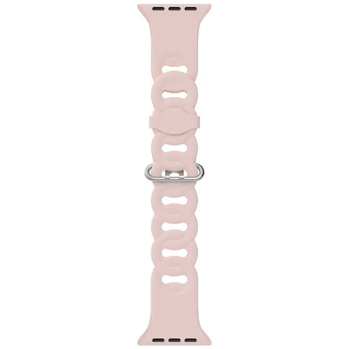 Silicone Chain Strap, pink, laid flat, joined, direct top view