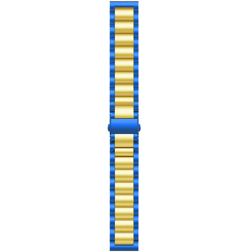 Steel Strap, blue/gold, laid flat, joined, direct top view