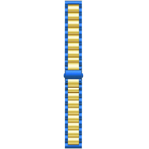 Steel Strap, blue/gold, laid flat, joined, direct top view