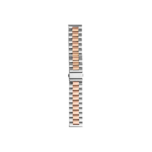 Steel Strap, silver/rose gold, laid flat, joined, direct top view