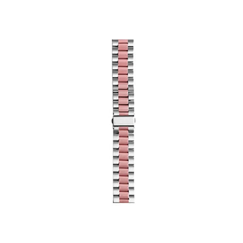 Steel Strap, silver/pink, laid flat, joined, direct top view