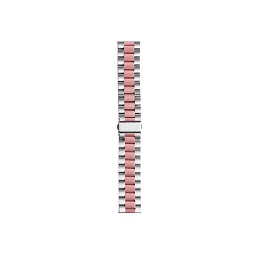 Steel Strap, silver/pink, laid flat, joined, direct top view