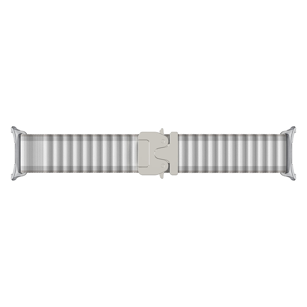 Samsung Galaxy Watch 9 - 44mm Outdoor Nylon Strap with P-Buckle (White with Silver)