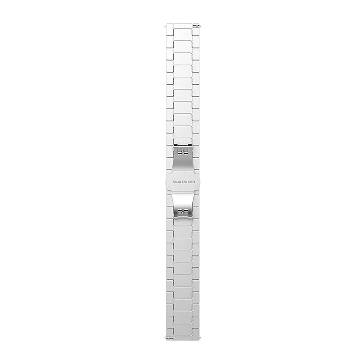 Metal Strap, silver, laid flat, joined, direct top view