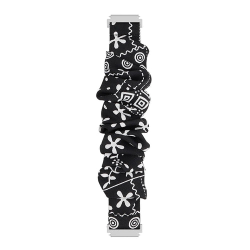 Nylon Scrunchie Strap, black mix, laid flat, joined, direct top view