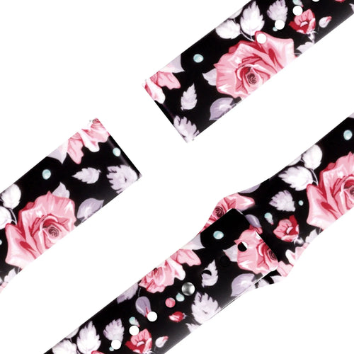 Silicone Patterned Strap, laid flat, separate parts, top and underside view