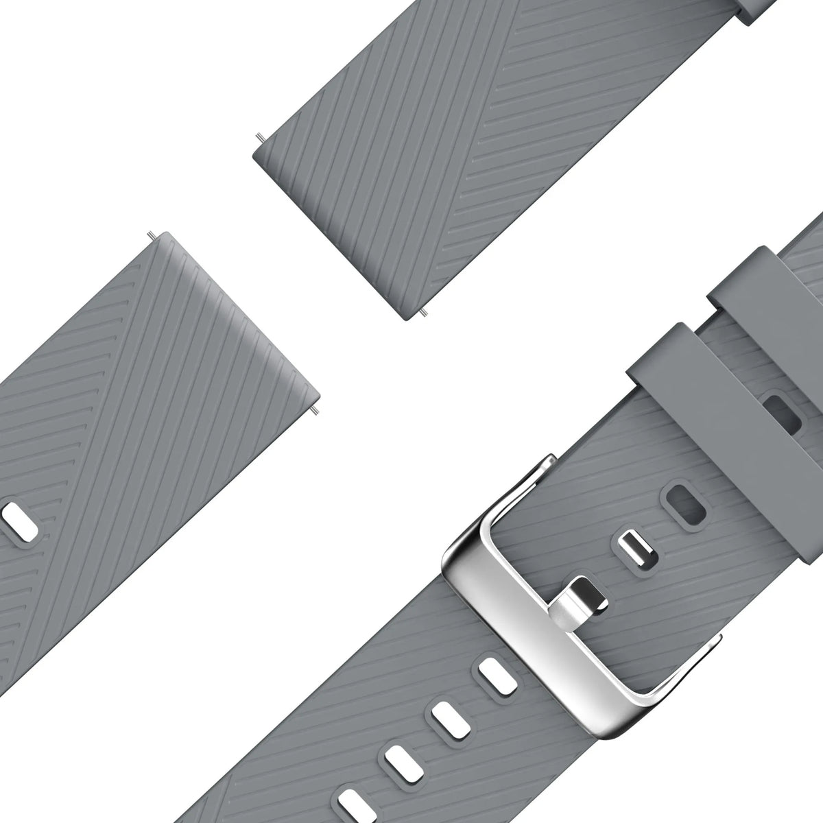 Silicone Strap 'Deluxe', laid flat, separate parts, top and underside view