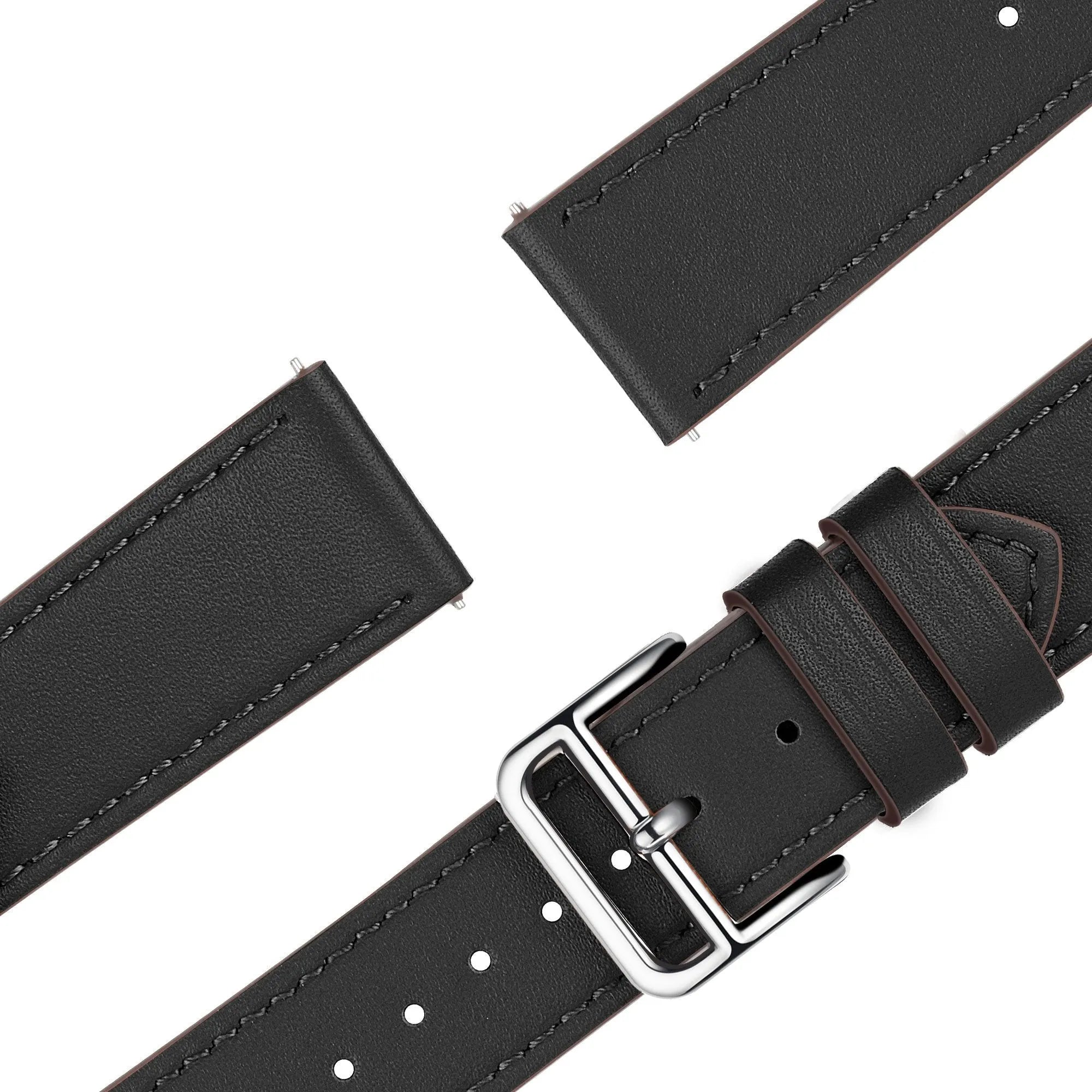 Leather Strap 'Deluxe', laid flat, separate parts, top and underside view