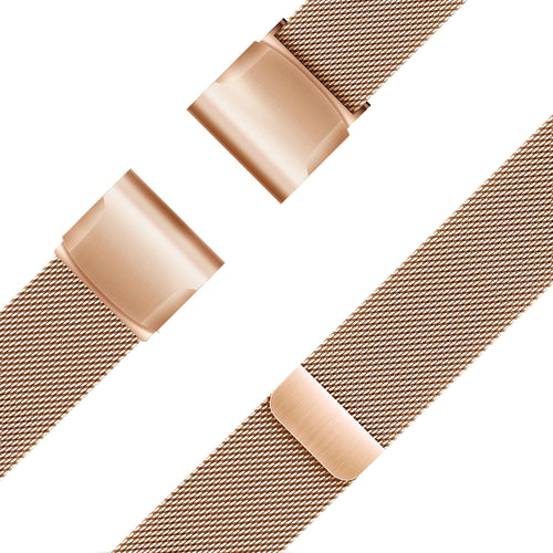 Milanese Loop Strap, laid flat, separate parts, top and underside view