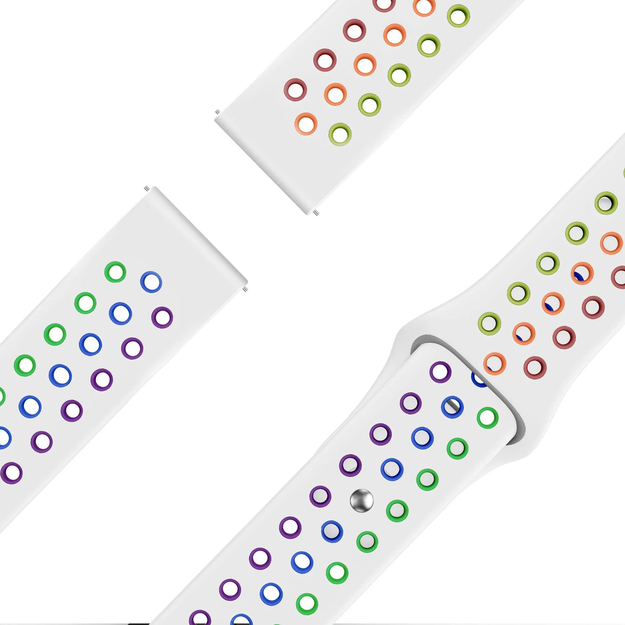 Silicone Sport Strap 'Deluxe', laid flat, separate parts, top and underside view