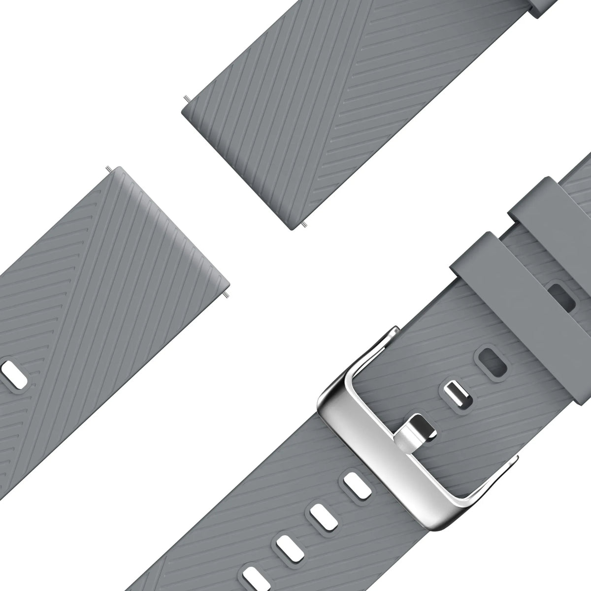Silicone Strap 'Deluxe', laid flat, separate parts, top and underside view