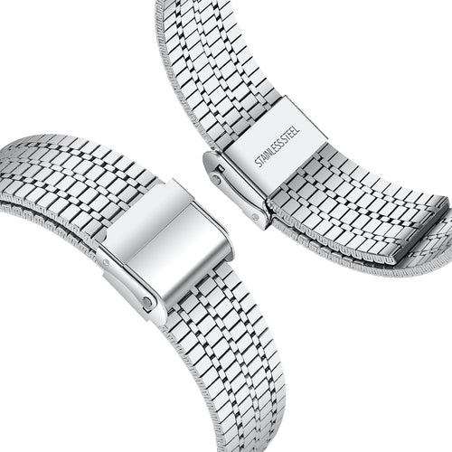 Fine Steel Strap, laid flat, separate parts, top and underside view