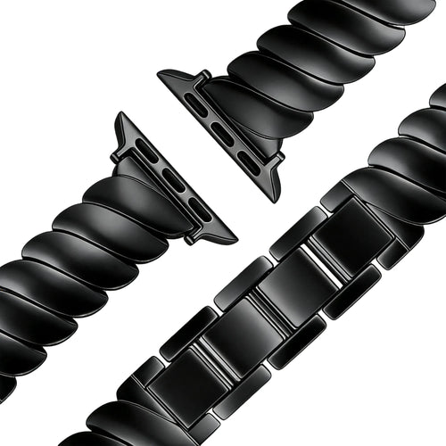 Bandz Apple Watch Premium Metal Strap 'Twisted' (Black)
