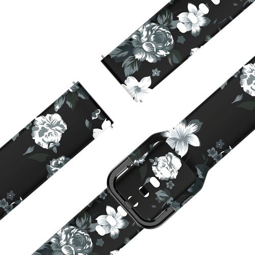 Bandz Bracelet silicone 'Fleur noire' Garmin Vivoactive 5