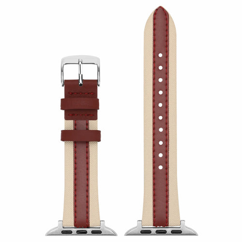 Bracelet cuir hybride slim Apple Watch (beige/rouge)