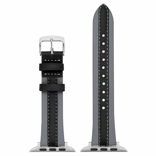 Bracelet cuir hybride slim Apple Watch (gris/noir)