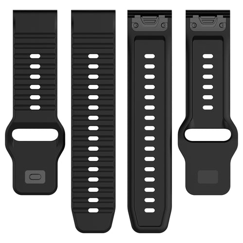 Outdoor Silicone Strap, laid flat, separate parts, top and underside view