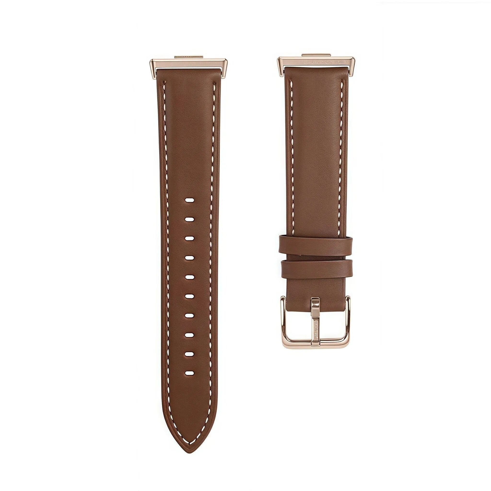 Leather Strap, laid flat, separate parts, top and underside view