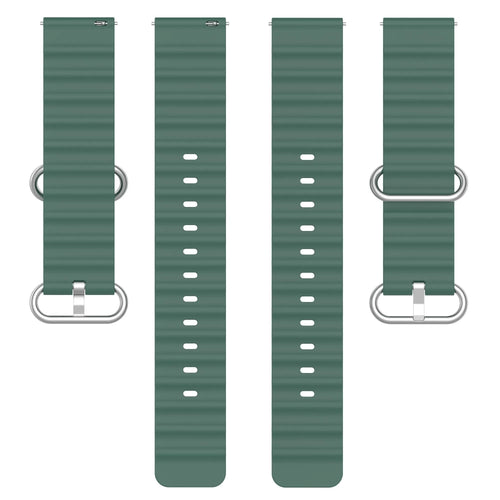 Silicone Ocean Strap, laid flat, separate parts, top and underside view