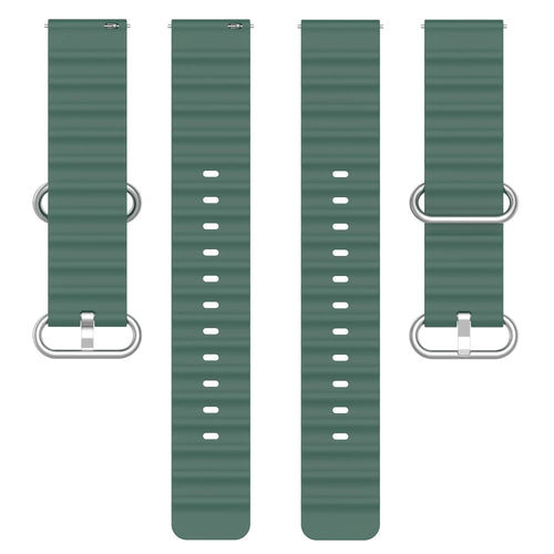 Silicone Ocean Strap, laid flat, separate parts, top and underside view