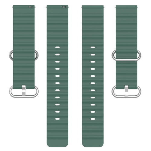 Silicone Ocean Strap, laid flat, separate parts, top and underside view