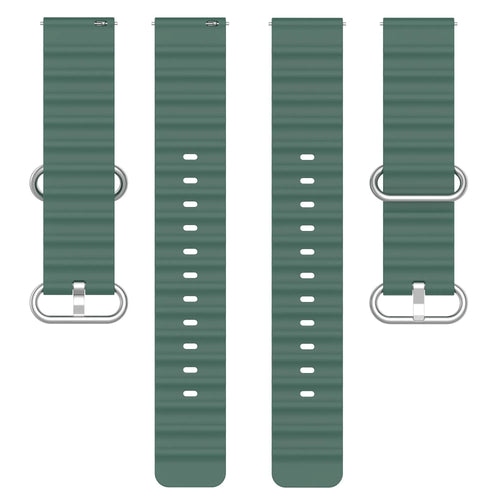 Silicone Ocean Strap, laid flat, separate parts, top and underside view
