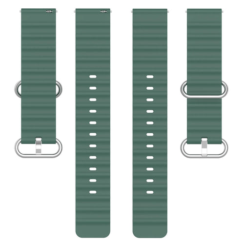 Silicone Ocean Strap, laid flat, separate parts, top and underside view