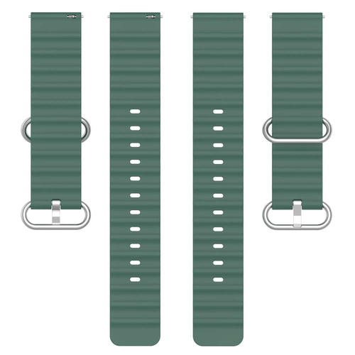 Silicone Ocean Strap, laid flat, separate parts, top and underside view