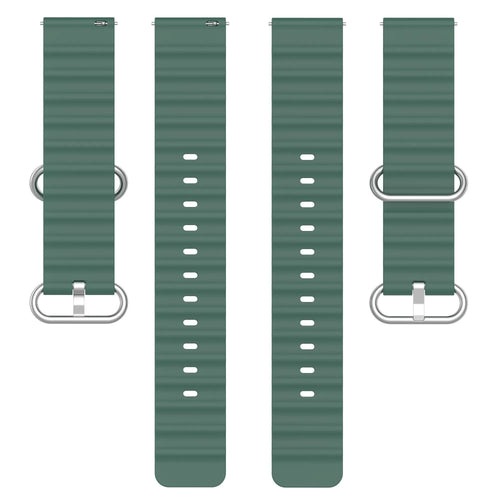 Silicone Ocean Strap, laid flat, separate parts, top and underside view
