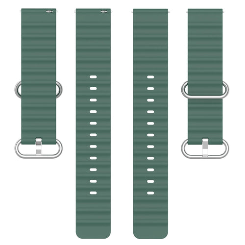 Silicone Ocean Strap, laid flat, separate parts, top and underside view