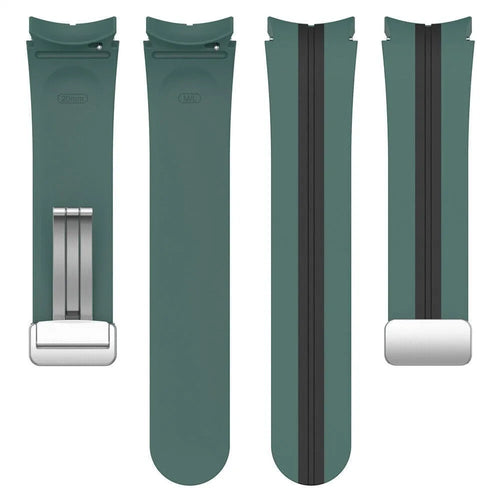 Silicone Magnetic Sport Strap, laid flat, separate parts, top and underside view