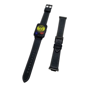 Leather Strap, laid flat, separate parts, top and underside view