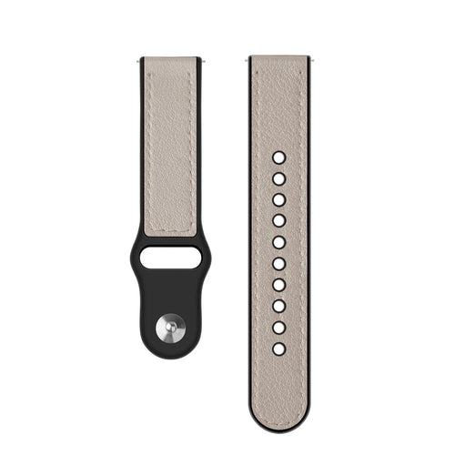 Bracelet montre cuir hybride 22mm -  universal (blanc)