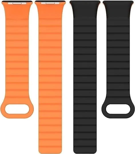 Magnetic Silicone Strap, laid flat, separate parts, top and underside view