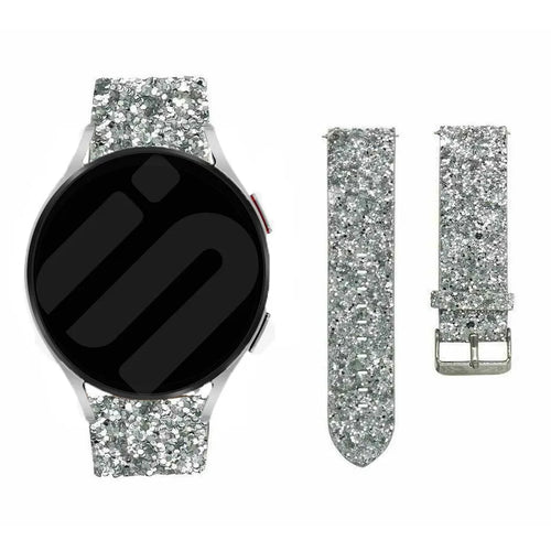 Leather Strap with Glitters, laid flat, separate parts, top and underside view